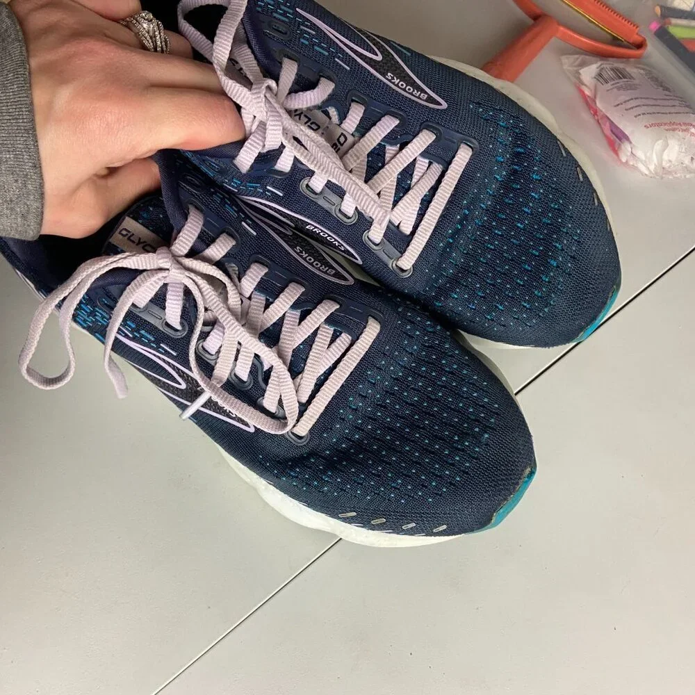 Brooks Women's Size 8 Glycerin GTS 20 Running Shoes Navy Blue Lilac Gym Active - Picture 4 of 6